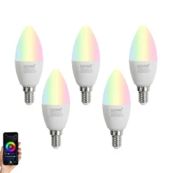 LUUMR 5er-Set Smart E14 LED-Lampen C37 Opal RGBW 4,9W 470 lm 2700-6500K