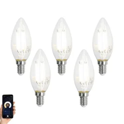LUUMR 5er-Set Smart E14 LED-Lampen C35 Klar 4.2W 470 lm 2700-6500K