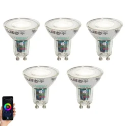 LUEDD 5er-Set Smart GU10 50mm LED-Glühbirnen Klar 4,8W 400 lm 1800-6500K