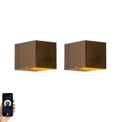 QAZQA 2er-Set Smart Wandleuchten Dunkelbronze 8 cm Inkl. Wifi G9 - Transfer