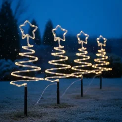 QAZQA 4er-Set Weihnachtsbaum-Gartenstecker weiß inkl. LED IP44 - Puno