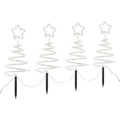 QAZQA 4er-Set Weihnachtsbaum-Gartenstecker weiß inkl. LED IP44 - Puno