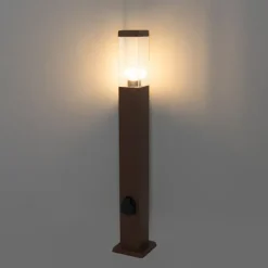 QAZQA Gartenleuchte Rostbraun 80 cm mit Steckdose IP44 - Malios