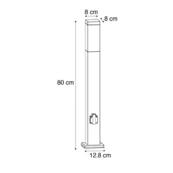QAZQA Gartenleuchte Rostbraun 80 cm mit Steckdose IP44 - Malios