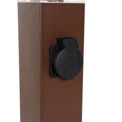 QAZQA Gartenleuchte Rostbraun 80 cm mit Steckdose IP44 - Malios