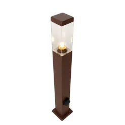 QAZQA Gartenleuchte Rostbraun 80 cm mit Steckdose IP44 - Malios