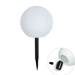 QAZQA Gartenleuchte weiß 25 cm inkl. LED IP44 Solar RGBW - Ludger