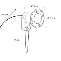 QAZQA Gartenstrahler schwarz inkl. Kabel und Stecker 200 cm IP65 - Basic