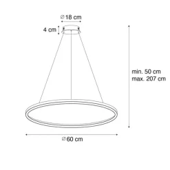 QAZQA Professional Goldene Pendelleuchte 60cm inkl. LED 3-stufig dimmbar - Girello