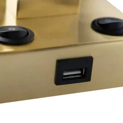 QAZQA Goldene USB Wandlampe mit weißem Schirm - Brescia Combi