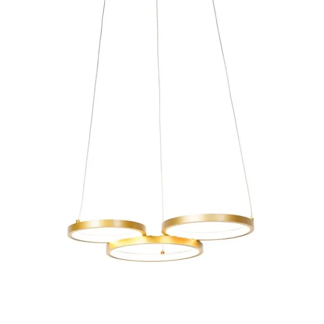 QAZQA Hängelampe gold inkl. LED 3-Stufen dimmbar 3-flammig - Rondas