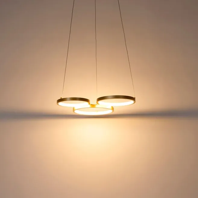 QAZQA Hängelampe gold inkl. LED 3-Stufen dimmbar 3-flammig - Rondas