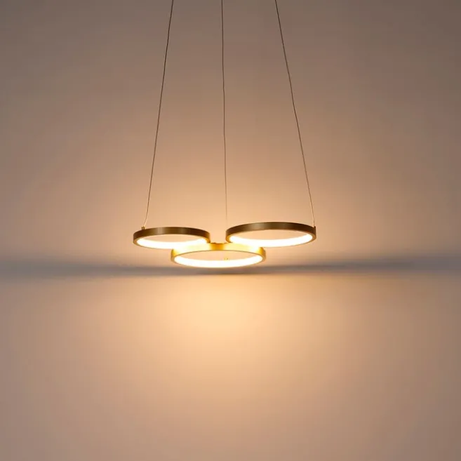 QAZQA Hängelampe gold inkl. LED 3-Stufen dimmbar 3-flammig - Rondas