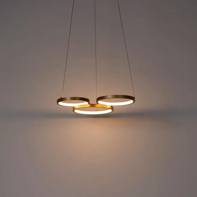 QAZQA Hängelampe gold inkl. LED 3-Stufen dimmbar 3-flammig - Rondas