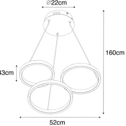 QAZQA Hängelampe gold inkl. LED 3-Stufen dimmbar 3-flammig - Rondas