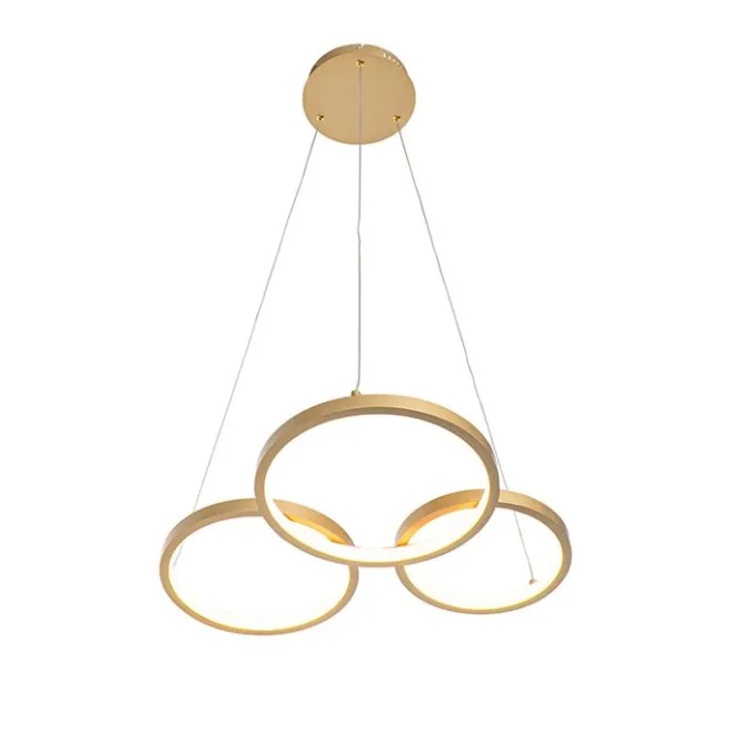 QAZQA Hängelampe gold inkl. LED 3-Stufen dimmbar 3-flammig - Rondas