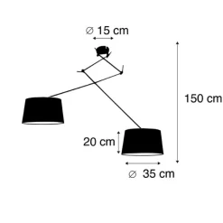 QAZQA Hängelampe mit Baumwollschirmen schwarz mit Gold 35 cm - Blitz II schwarz