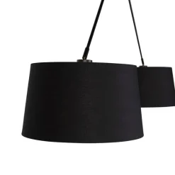QAZQA Hängelampe mit Baumwollschirmen schwarz mit Gold 35 cm - Blitz II schwarz