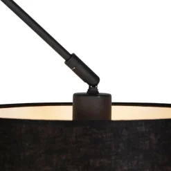 QAZQA Hängelampe mit Leinenschirm schwarz 35 cm - Blitz I schwarz