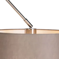 QAZQA Hängelampe mit Leinenschirm taupe 35 cm - Blitz I Stahl