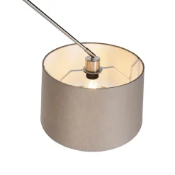 QAZQA Hängelampe mit Leinenschirm taupe 35 cm - Blitz I Stahl