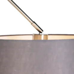 QAZQA Hängelampe mit Leinenschirm dunkelgrau 35 cm - Blitz I Stahl