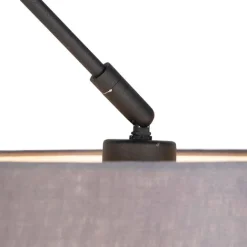 QAZQA Hängelampe mit Leinenschirm dunkelgrau 35 cm - Blitz I schwarz