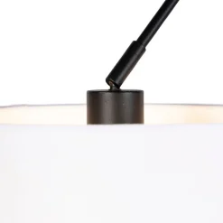 QAZQA Hängelampe mit Leinenschirm weiß 35 cm - Blitz II schwarz