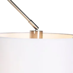 QAZQA Hängelampe mit Leinenschirm weiß 35 cm - Blitz I Stahl