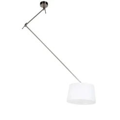 QAZQA Hängelampe mit Leinenschirm weiß 35 cm - Blitz I Stahl