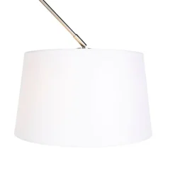 QAZQA Hängelampe mit Leinenschirm weiß 35 cm - Blitz I Stahl