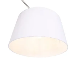 QAZQA Hängelampe mit Leinenschirm weiß 35 cm - Blitz I Stahl