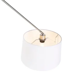 QAZQA Hängelampe mit Leinenschirm weiß 35 cm - Blitz I Stahl