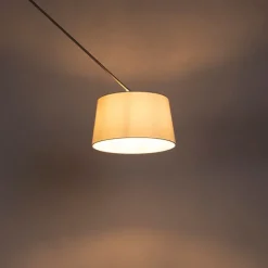 QAZQA Hängelampe mit Leinenschirm weiß 35 cm - Blitz I Stahl