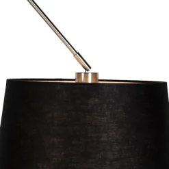 QAZQA Hängelampe mit Leinenschirm schwarz 35 cm - Blitz I Stahl