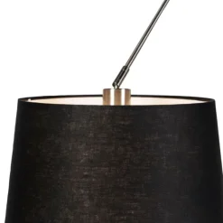 QAZQA Hängelampe mit Leinenschirmen schwarz 35 cm - Blitz II Stahl