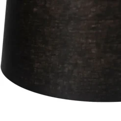 QAZQA Hängelampe mit Leinenschirmen schwarz 35 cm - Blitz II Stahl