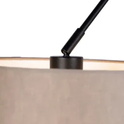 QAZQA Hängelampe mit Leinenschirmen taupe 35 cm - Blitz II schwarz