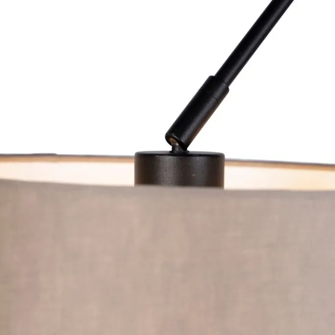 QAZQA Hängelampe mit Leinenschirmen taupe 35 cm - Blitz II schwarz