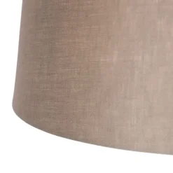 QAZQA Hängelampe mit Leinenschirmen taupe 35 cm - Blitz II schwarz