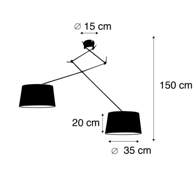 QAZQA Hängelampe mit Leinenschirmen taupe 35 cm - Blitz II schwarz
