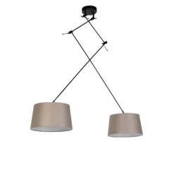QAZQA Hängelampe mit Leinenschirmen taupe 35 cm - Blitz II schwarz