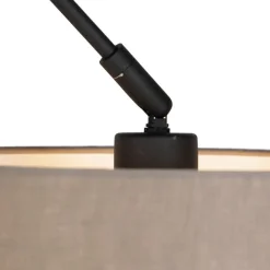 QAZQA Hängelampe mit Leinenschirm taupe 35 cm - Blitz I schwarz