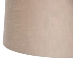 QAZQA Hängelampe mit Leinenschirmen taupe 35 cm - Blitz II Stahl