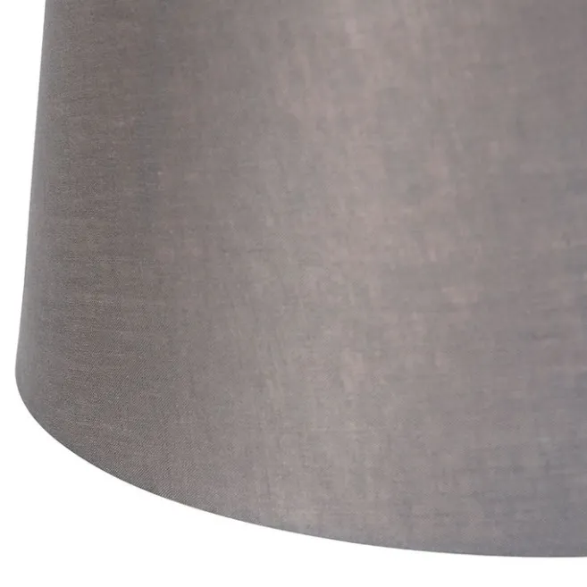 QAZQA Hängelampe mit Leinenschirmen dunkelgrau 35 cm - Blitz II Stahl