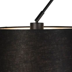 QAZQA Hängelampe mit Leinenschirm schwarz 35 cm - Blitz II schwarz