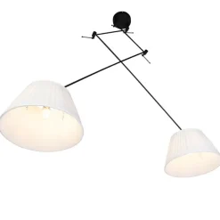 QAZQA Hängelampe mit plissierten Schatten Creme 35 cm - Blitz II schwarz