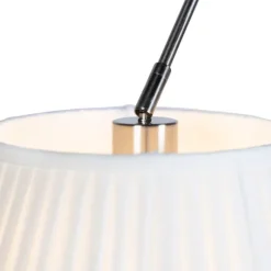 QAZQA Hängelampe mit plissierten Schatten Creme 35 cm - Blitz II Stahl