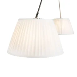 QAZQA Hängelampe mit plissierten Schatten Creme 35 cm - Blitz II Stahl
