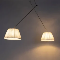 QAZQA Hängelampe mit plissierten Schatten Creme 35 cm - Blitz II Stahl